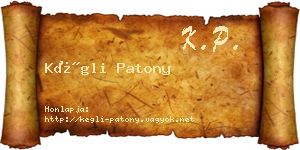 Kégli Patony névjegykártya